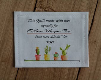Fun Labels | Custom Fabric Labels | Personalized Sewing Labels | Personalized Quilt Labels | Cut-Out Labels | Stats Label | Blanket Labels
