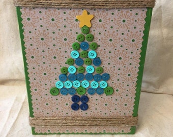 Items similar to Vintage Button Christmas Tree on Burlap canvas! on Etsy