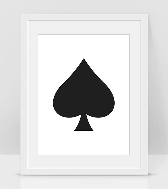 Items similar to Ace Of Spades Art, Black Spade Symbol Art, Playing Card Print, Ace Symbol