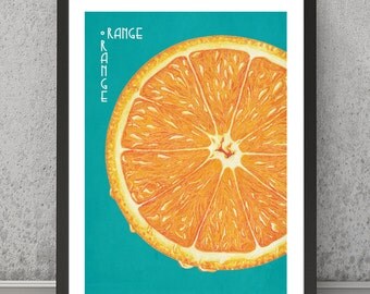 Orange print, Orange poster, Orange art, Orange, Orange wall decor, Orange wall art, Orange wall decor, Orange retro print, kitchen print