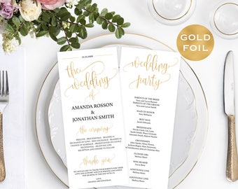 Gold Wedding Program - Wedding Program Printable - PDF Wedding Program Templates - Wedding Printable - Downloadable Wedding #WDH812230