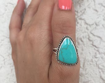 Turquoise Ring-Statement Ring-Turquoise Silver Ring-Sterling Silver Ring -Boho Ring-Turquoise -Bali Ring-Large Turquoise ring -index ring