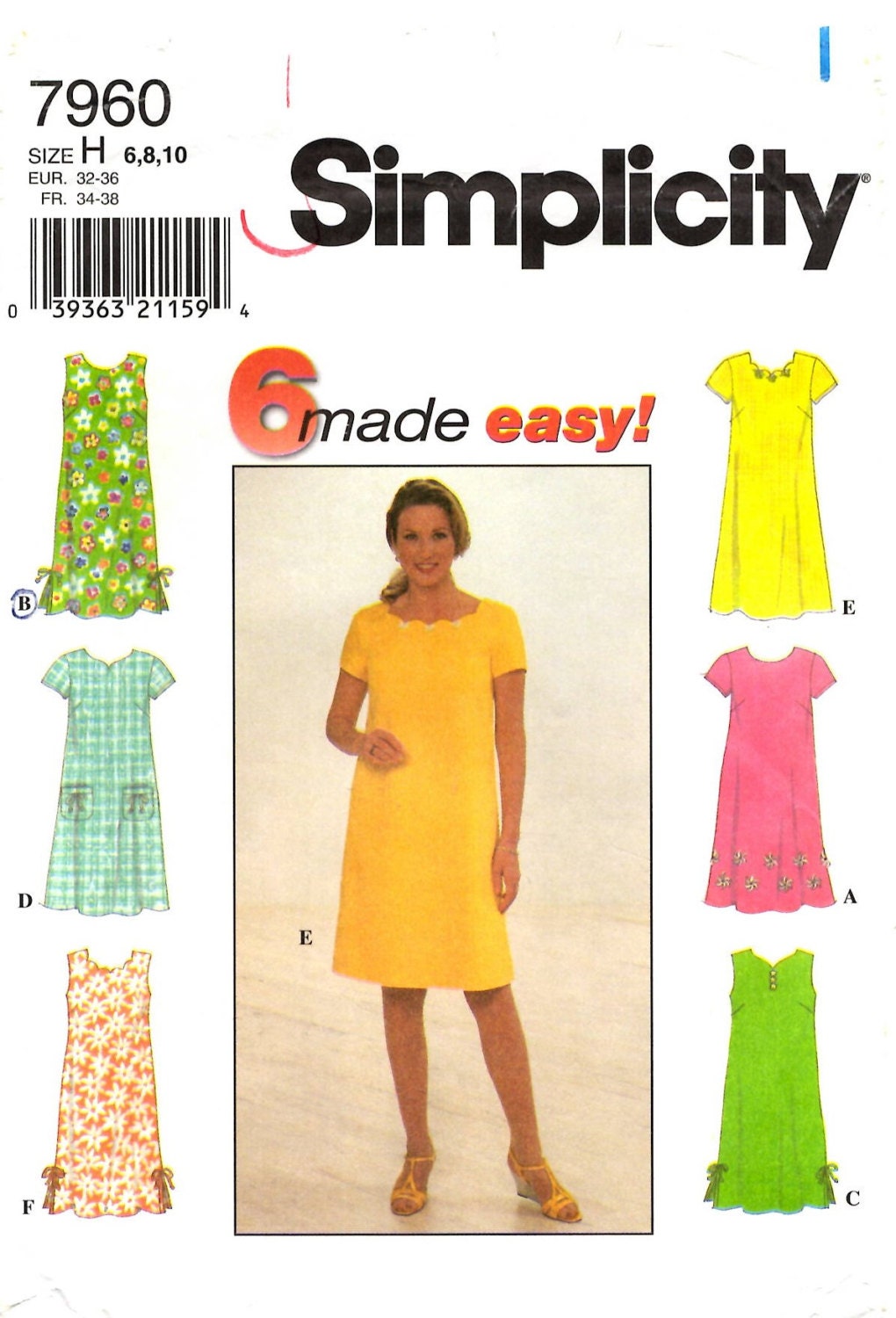 Misses Petite Dress PATTERN Simplicity 7960 size 6 8 10