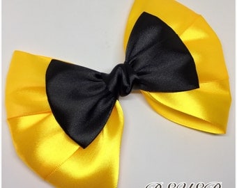 Jumbo Yellow and Black Bow for kids little girls Hair Clip, Shoe Clip, Head band, School, Concert, Festivals, Birthday Parties