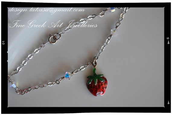 strawberry bracelet sterling silver fine jewellery in chain lakasa shop best idea gift for her woman mother girl baptism children baby mommy