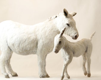Burro Jenny and Foal Sculpture