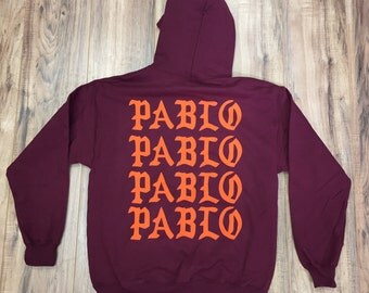 Pablo Pablo Pablo Pablo Hoodie, I Feel Like Pablo, Kanye West Hoodie (Orange-Print)