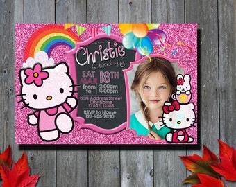 Hello Kitty Invitation / Hello Kitty Birthday Invitation / Girl Invitation / Girl Birthday Invitation / Birthday Invitation / Invitation / S