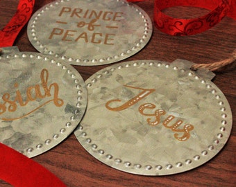Galvanized Metal Christmas Ornaments