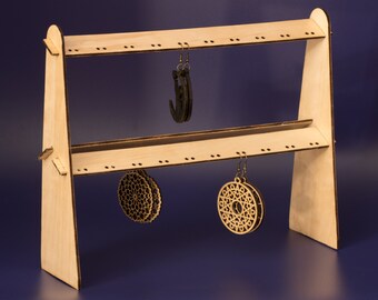 Wooden Earring stand -Earring Holder-Earring Rack - Foldable space saving stand