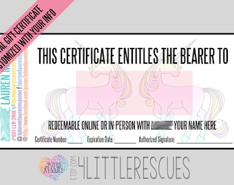 LLR Custom Gift Certificate | Printable PDF Download | Consultant Gift Card | 3 Per 8.5x11" Page | Cardstock | Digital Design