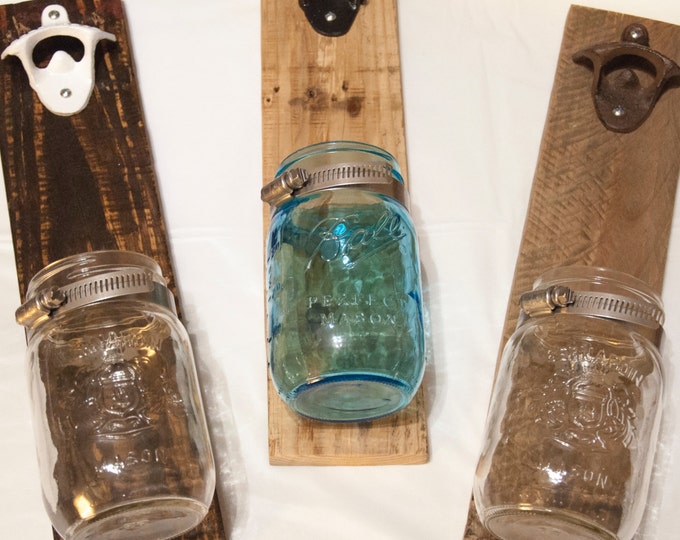 Reclaimed Wood Mason Jar Bottle Opener