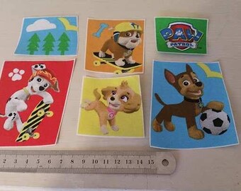 Set of Paw Patrol iron on motifs/patches/embellishments