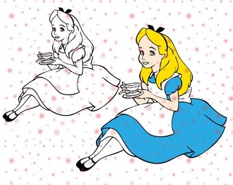 Disney princess Alice in wonderland SVG cutting ESP vector instant download