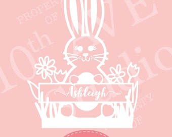 Bunny SVG Monogram Name Frame EPS/DXF/png files for cut machines (vinyl, paper, stencil)