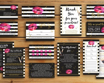 Lipsense Business Card - LipSense Bundle Pack - SeneGence International, LipSense Marketing KIT , Distributor Lipsense, Gold Lips -You Print