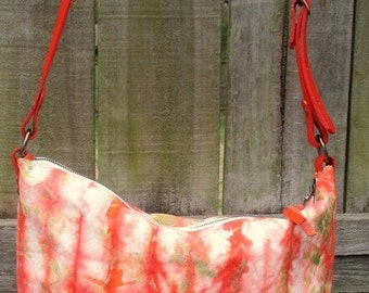 Handmade Waxed Canvas Cross-body purse, individually made strapped handbag, one-of-a-kind bag, Made in the USA, wax and leather bag.