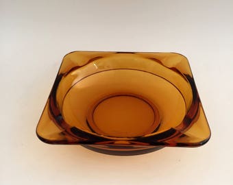 Set of 2 Vintage French Ashtray, Orange Brown Glass, Duralex Saint Gobain France / Lot de 2 Cendriers en Verre Vintage