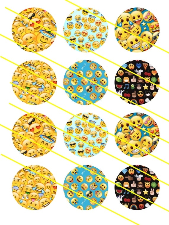 Digital Emoji Collage Cupcake Topper