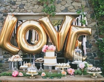 40 Inch LOVE Balloons / Giant Jumbo Letters / Engagement Party/ Wedding / Bridal Shower / Gold / Mylar Foil/ Balloons/ LOVE