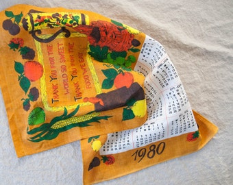 Vintage Linen 1980 Calendar Tea Towel