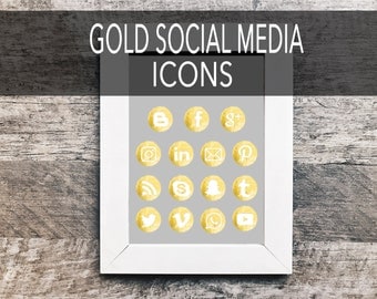 Gold Social Media Icons | Social Media Icons, Social Sharing Icons, Social Media Buttons, Social Vectors, Blog Icons, Gold Foil