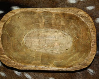 Carved Wooden Dough Bowl Primitive Wood Trencher Tray Rustic Home Decor 9 inch