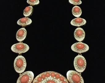KENNETH LANE Enameled and Faux Coral Necklace