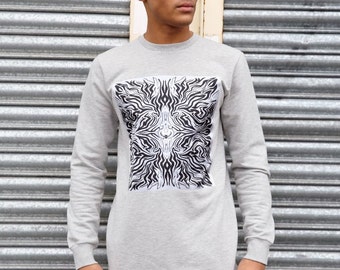Junq Couture RA5 Grey Longline oversized sweatshirt with central print
