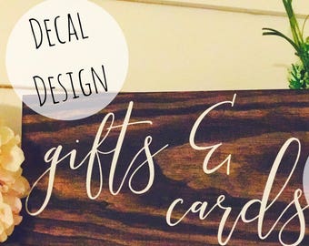 Gifts and Cards Sign, DECAL, Gifts and cards elegant wedding signs DECAL, Diy wedding signs