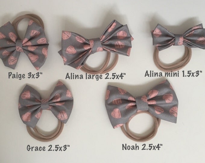 Soft pink triangles fabric hair bow or bow tie