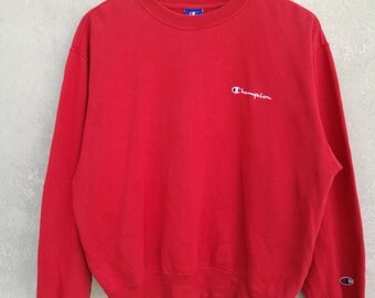 SALE!!! Vintage Champion USA Sweatshirt Crewneck Embroided Chest Spellout Small Logo Size L Made In Japan l Adidas l Nike l Fila l Ellesse
