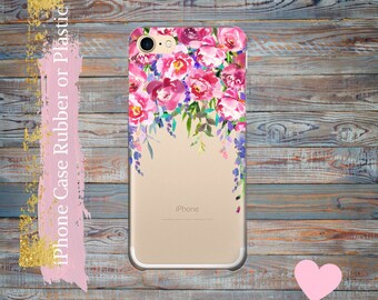 iPhone 7 case Floral, Peonies, iPhone 7 Plus clear case, iPhone 6 / 6 Plus Case, iPhone 5s / 5 / SE Case, iPhone case Plastic /rubber.