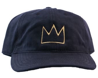 Basquiat Crown Embroidered Soft Coated Canvas Dad Hat