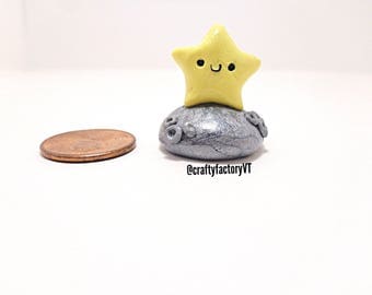 Star On Moon Polymer Clay Figurine