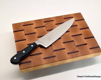 End Grain Cutting Board - Maple and Purple Heart End Grain Cutting Board - Decorative Cheese Board - Wedding Gift
