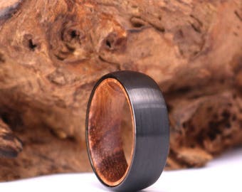 Zebra Wood Gun Dark Metal Grey Brushed Tungsten Band With Zebra Wood Brushed Black Zebra Wood Mens 8mm Mens Wedding Band Rings By Pristine