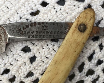 Antique Thistle Cutlery Straight Razor Manufactured by John Shaw & Sons Sheffield 1892