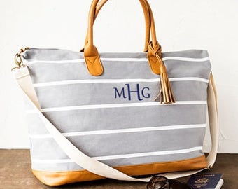 Personalized Striped Weekender Bag
