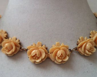 Wonderful Vintage Celluloid Rose Necklace