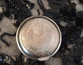 Vintage 1920s Art Deco Armand Florian Silvertone Face Powder or Rouge Compact