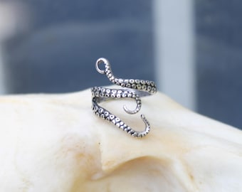 Silver Plated Adjustable Octopus Wrap Ring