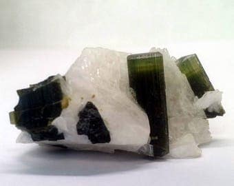 43.7 Grams Green Cap Terminated Twin Tourmaline Crystal Specimen from Pakistan, Bunch of Tourmaline Crystals, Rough tourmaline bunch