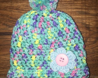 Baby Crochet Hat, Multicolour Crochet Hat