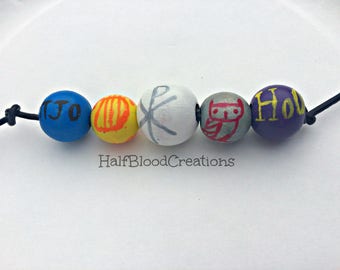 Personalized Camp Half-Blood Necklace | 5 Beads | By Request Only | Hand Painted Wooden Beads | Sample Picture |