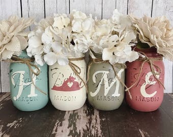 Home Mason Jars, Home State Mason jar set, Set of 4 pint size Mason jars, Shabby Chic decor, Rustic Home decor, Farmhouse, Housewarming gift