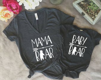 Mama Bear Baby Bear shirt set, mama bear shirt baby bear shirt baby shower, birthday, mothers day gift