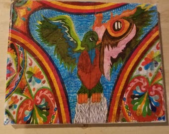 Quetzal, handmade gift, Guatemala, photo transfer, decor, wall art, birds, kite, colorful, travel, decoration, gift, custom, latin America