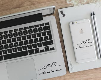 Wave Decal, Macbook Decal, Vinyl Sticker, Macbook Air Decal, Laptop Sticker, Ocean Decal, Sea Wave, Gift Sticker, LD010