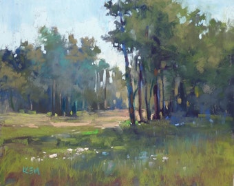 FOREST Trees Landscape Original Pastel Painting Karen Margulis 8x10